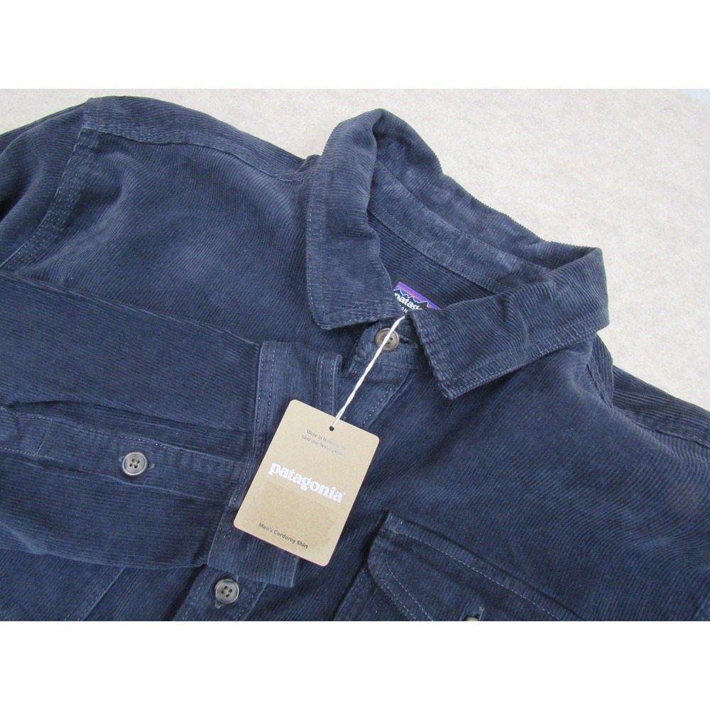 Patagonia Mens Corduroy Shirt Smolder Blue XXL Organic Cotton 42445 NWT